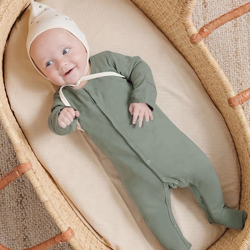 Custom Cotton Baby Linen Romper Ribbed Clothes Set Clothing Boy and Girl Long Sleeve Romper Premium OEM Factories New Born Full