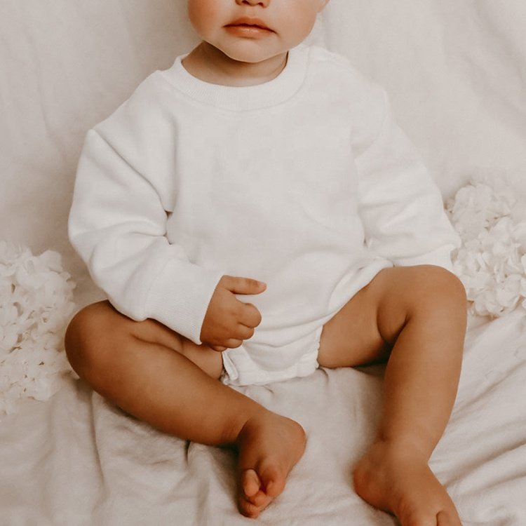 High Quality Soft Custom Knitted Embroidered Newborn Onesie Long Sleeve Snap Button Closure Baby Romper