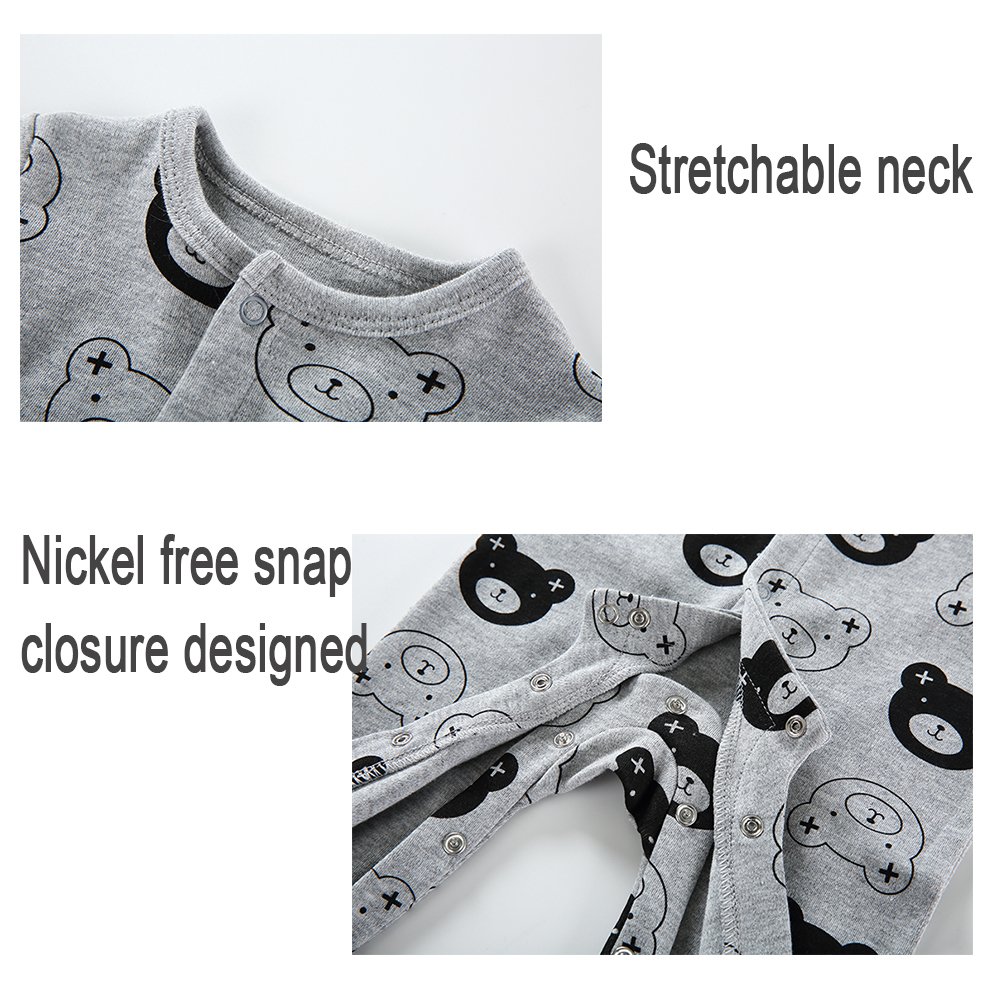 Top sale new born baby cute bear design infant and toddler boys' romper snap crotch opening jumpsuit babys autumn