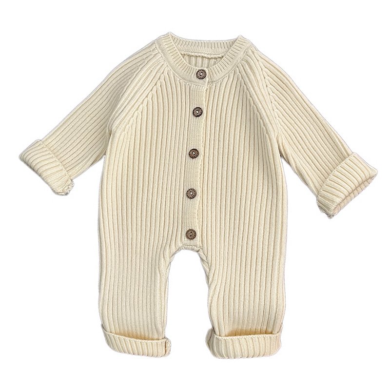 New Spring Autumn Baby Jumpsuit Boys and Girls Solid Color Knitted Romper Clothes Infant Neutral Jumpsuit