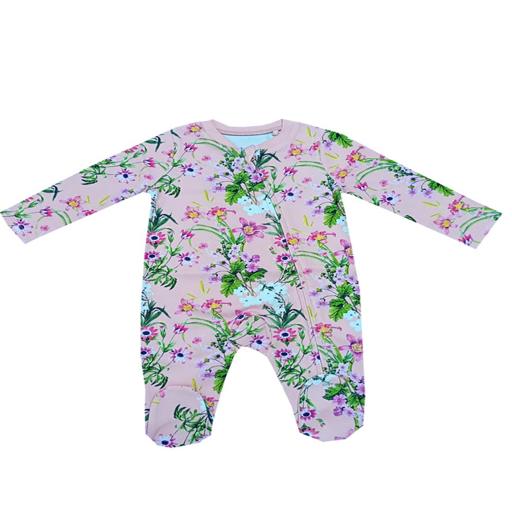 Baby Romper for Cute Girls round Front Zip opening