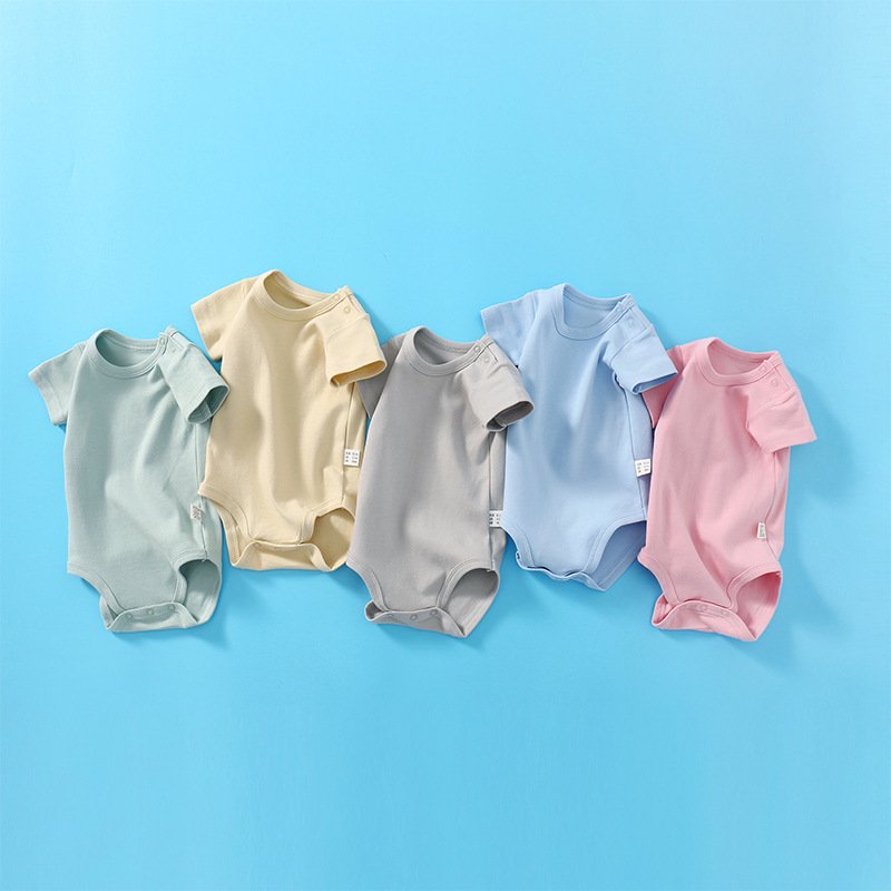 RTS designer smocked plain cotton singlet jumpsuits ribbed baby sleep suit boy girl clothes floral newborn baby rompers