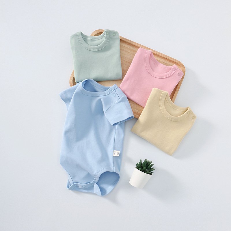 RTS designer smocked plain cotton singlet jumpsuits ribbed baby sleep suit boy girl clothes floral newborn baby rompers