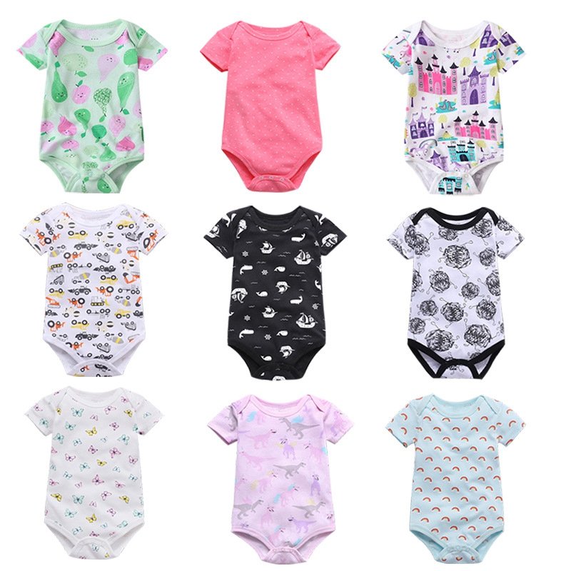 100% cotton plain baby romper knitted newborn baby clothes short sleeve jumpsuit