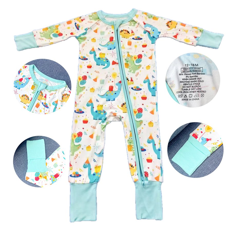 Little Class sleepie Custom print bamboo pajamas baby romper new born baby pajamas 2 way zipper onesie bamboo baby clothes