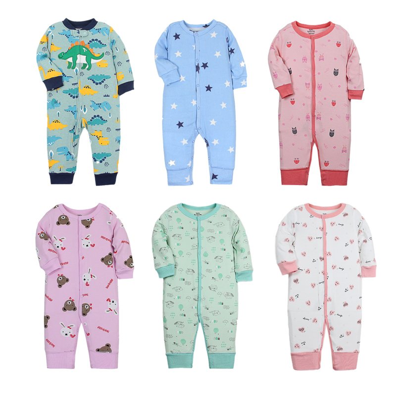 New Hot Sales Cotton Custom Print Infant Pajamas Soft Breathable Baby clothes Zipper Baby Rompers