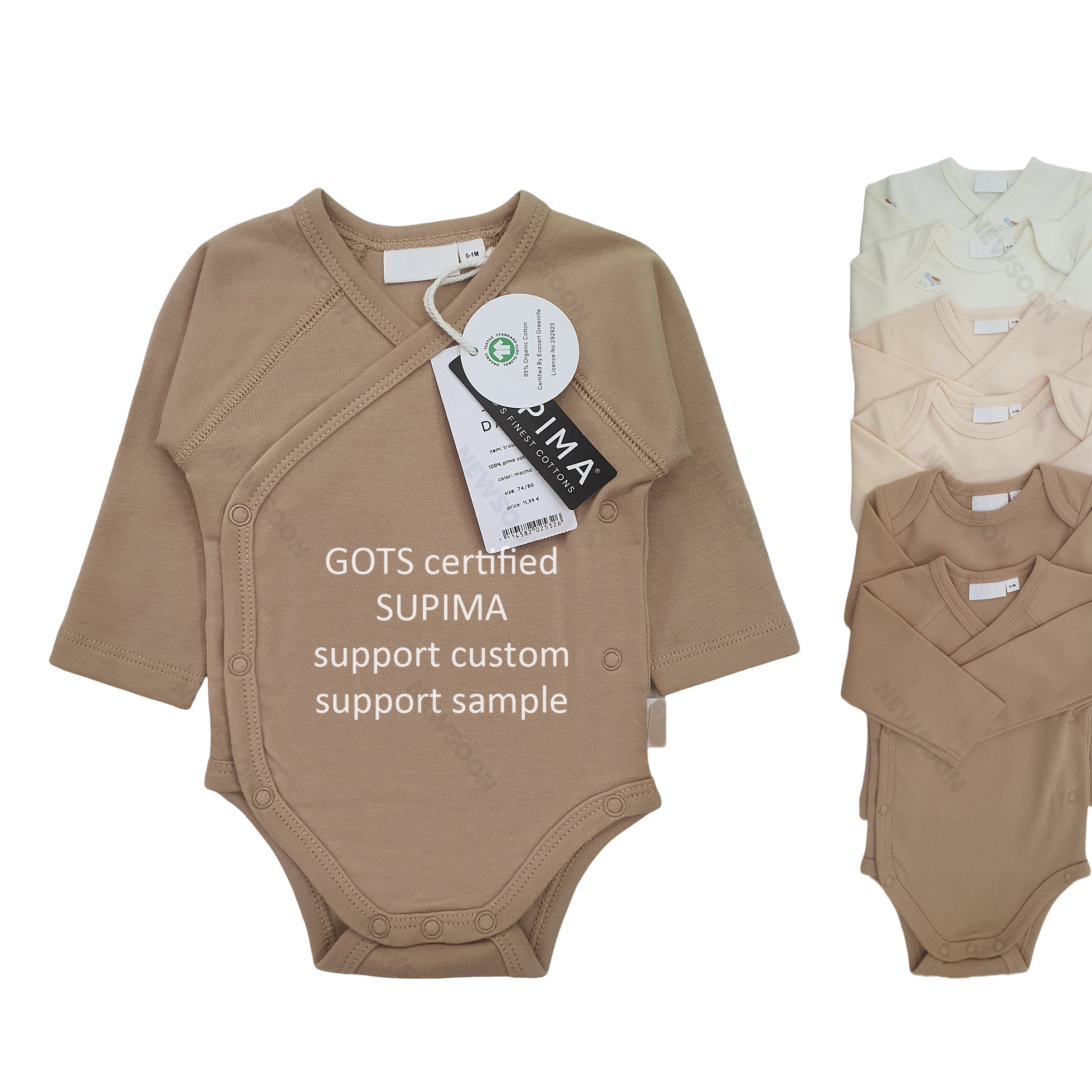 Long Sleeves Organic Cotton Baby Romper Peru Supima Cotton Pajamas Soft Onesies Baby Clothes New Style Snap Button Bodysuit