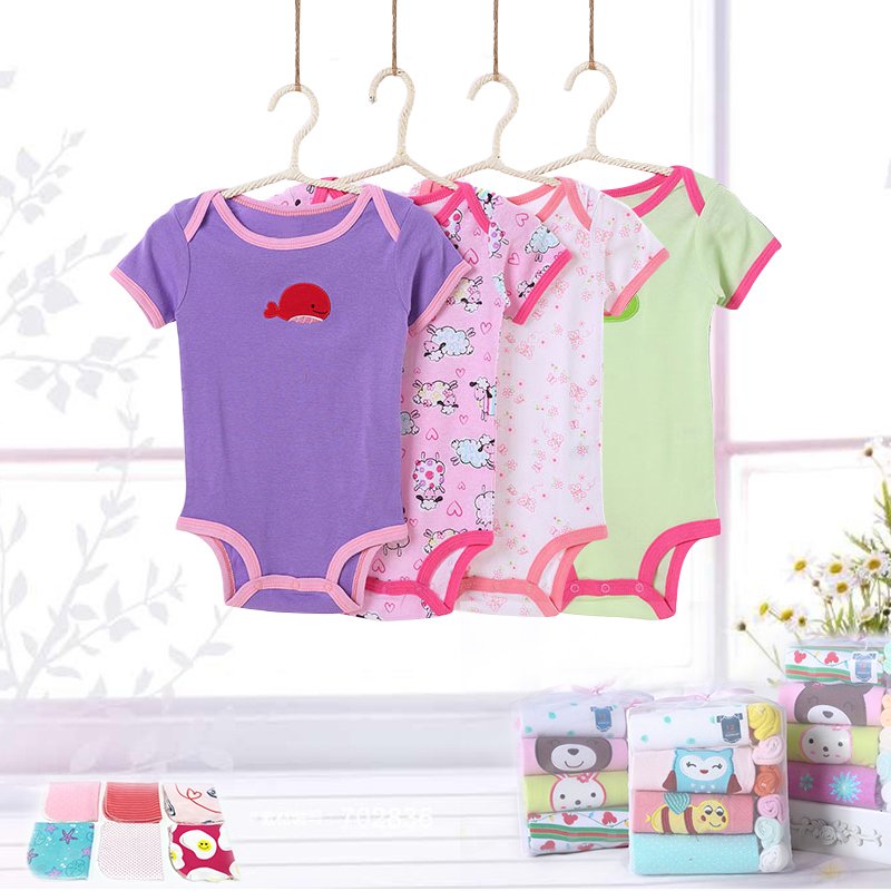 Tedmimak cotton baby boy's girl's clothes newborn short sleeve bodysuit infant Baby rompers set with small Sweat wholesale