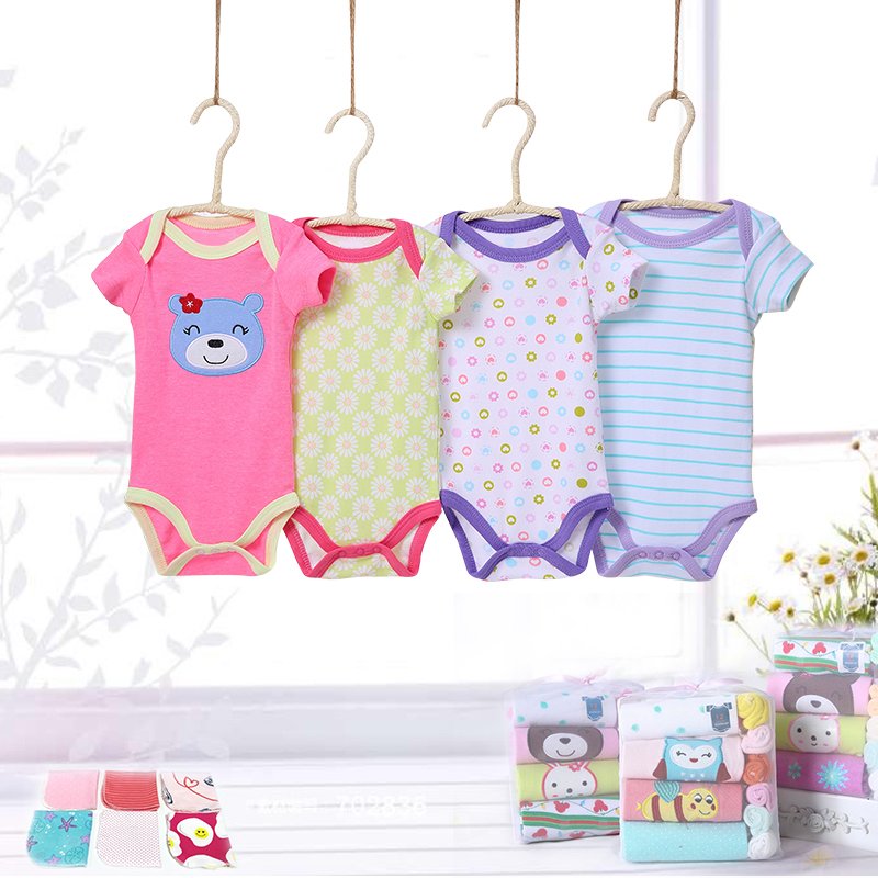 Tedmimak cotton baby boy's girl's clothes newborn short sleeve bodysuit infant Baby rompers set with small Sweat wholesale