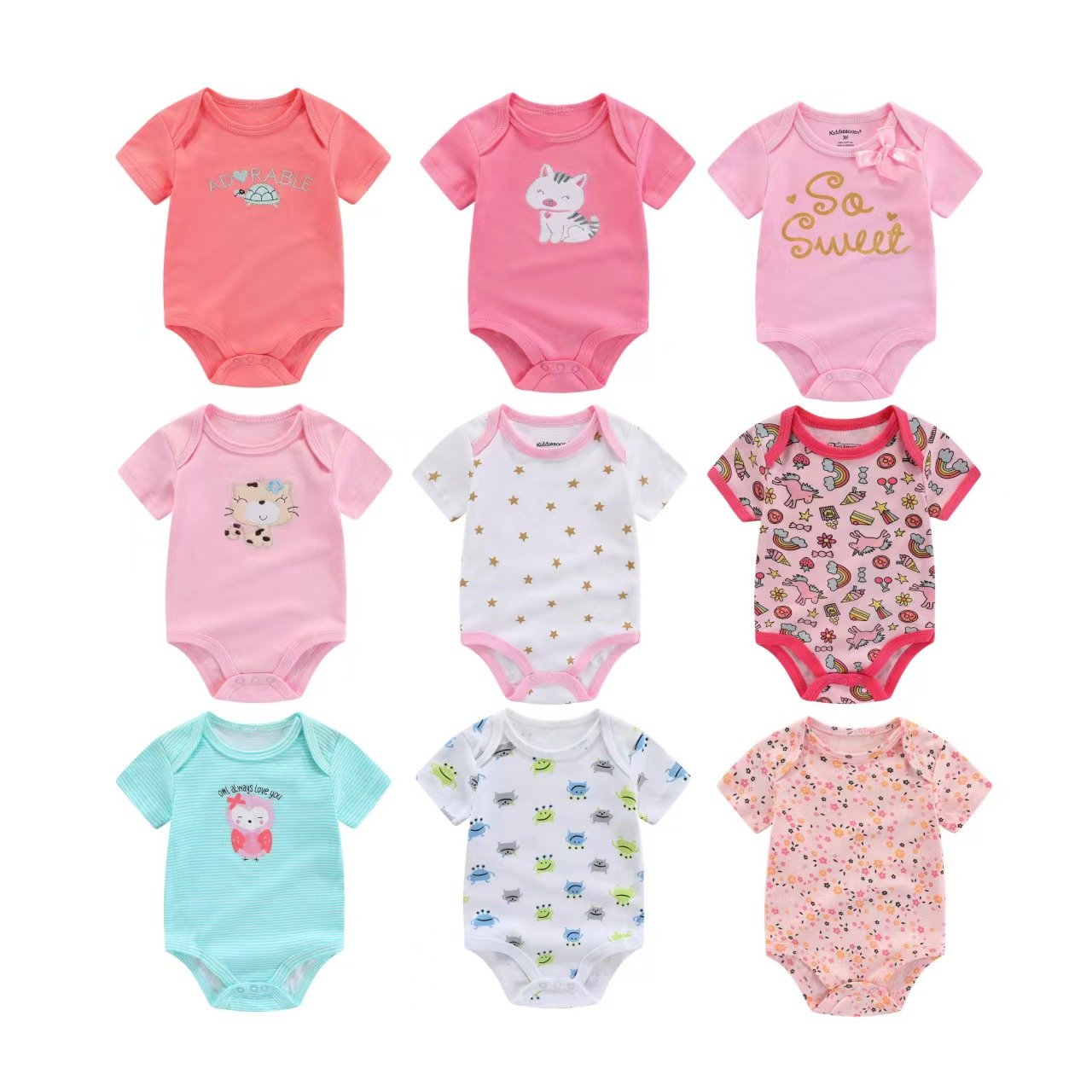 Baby miscellaneous cartoon short sleeved crawling suit short sleeved jumpsuit