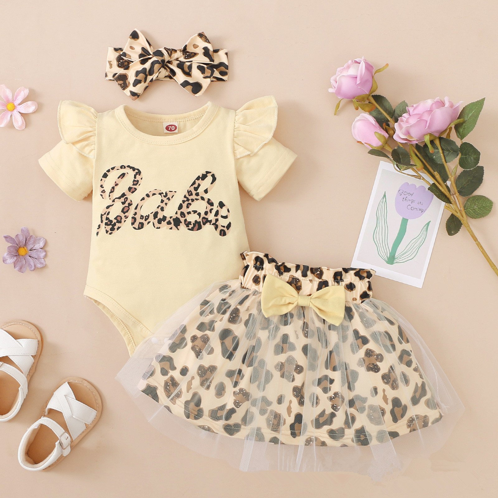 newborn baby girl summer outfit linen ruffle bubble dress bodysuit jumpsuit set baby rompers wholesale with headband
