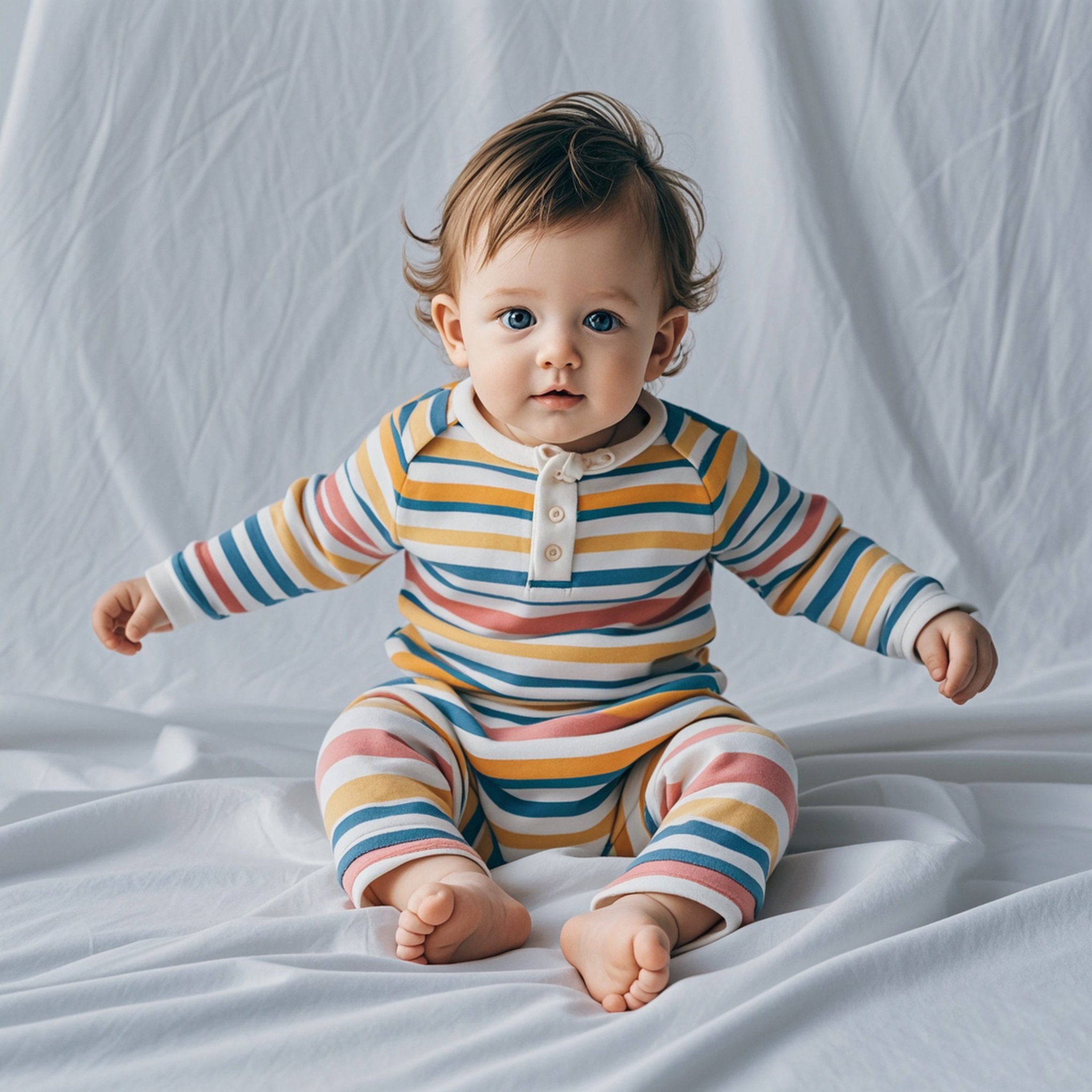 Customize Wholesale Colorful Striped Baby Romper Set Unisex Bamboo Girl Boy Long Sleeve Organic Cotton Romper Baby Clothes