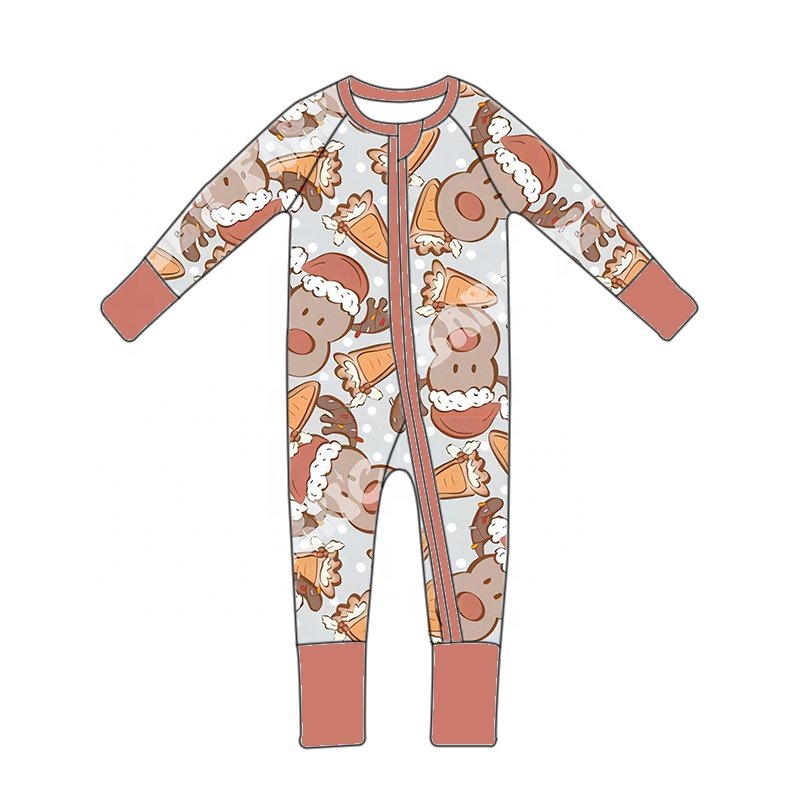 Bamboo fiber children's clothing marine animal printed four legged jumpsuit for newborns YKK zipper romper for babies