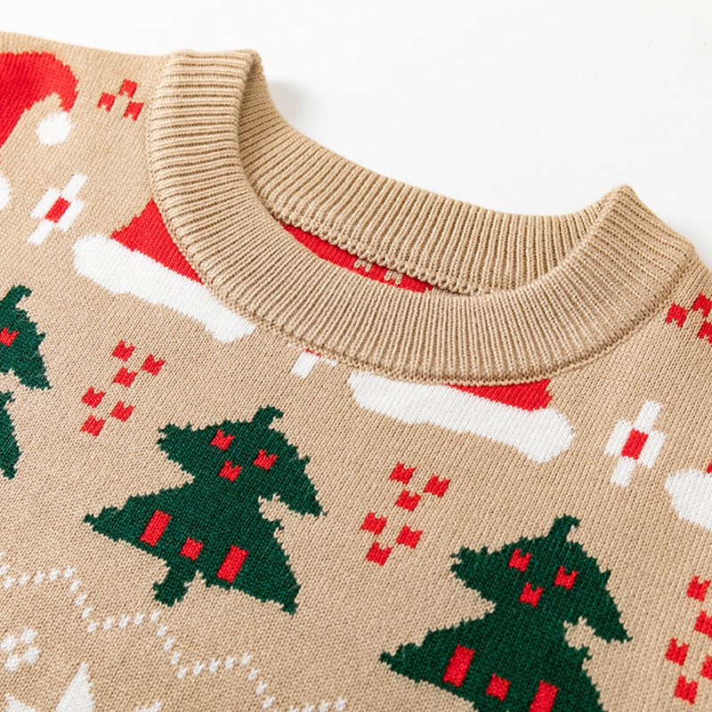 1Pcs Custom Logo Autumn Winter Children Christmas Sweater Cute Girl Baby Bottom Knitted Sweater
