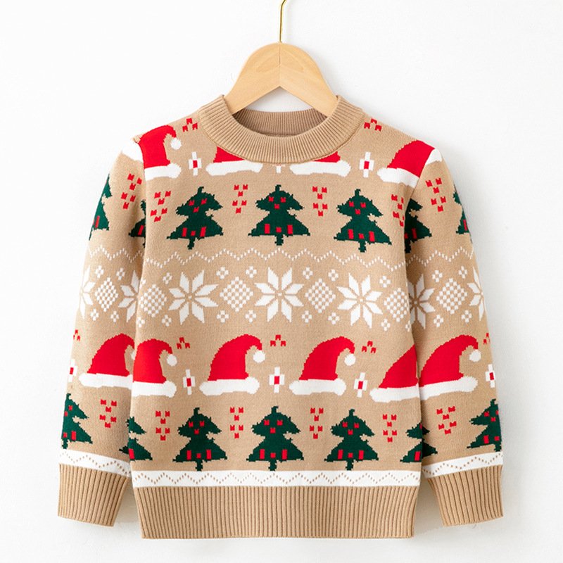 1Pcs Custom Logo Autumn Winter Children Christmas Sweater Cute Girl Baby Bottom Knitted Sweater