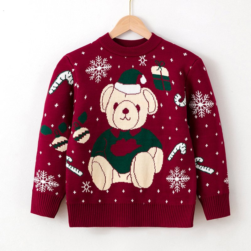 1Pcs Custom Logo Autumn Winter Children Christmas Sweater Cute Girl Baby Bottom Knitted Sweater