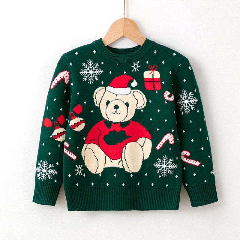 1Pcs Custom Logo Autumn Winter Children Christmas Sweater Cute Girl Baby Bottom Knitted Sweater