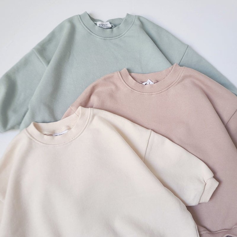 Newborn Baby long sleeve Blank Terry Sweater Fabric Oversized Basic solid toddler Cotton Baby Clothes Sweatshirt Baby Romper