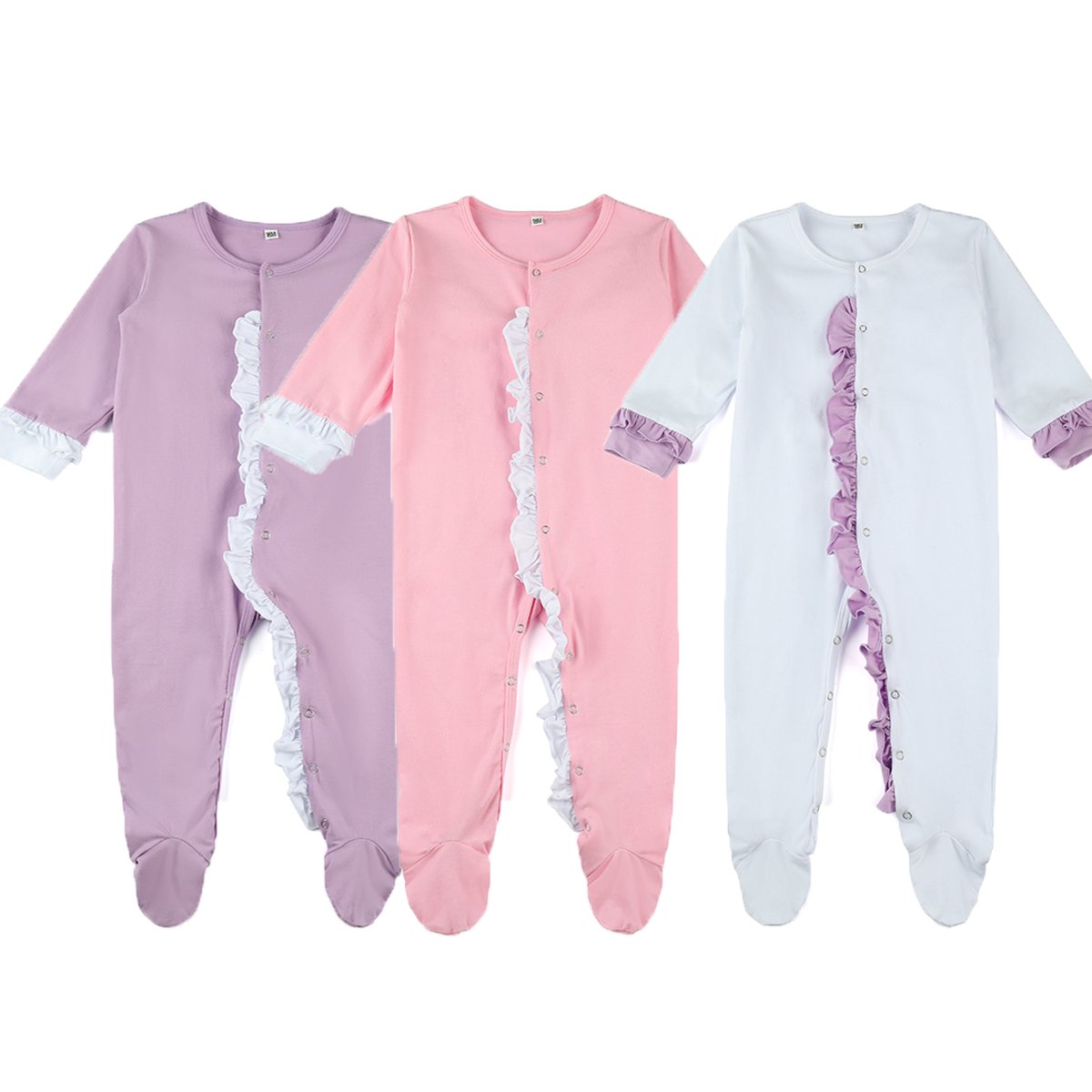 Customized monogram baby girl clothing cotton ruffle plain soft cute infant newborn girls coming home outfit