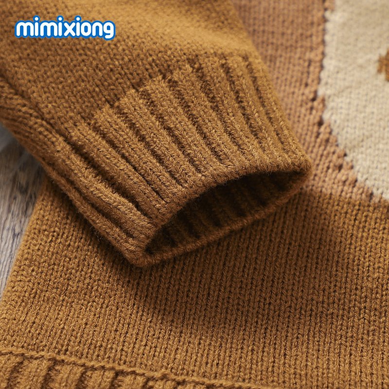 Mimixiong Newborn Baby Romper Jacquard Bear Long Sleeve Knitted Baby Clothes