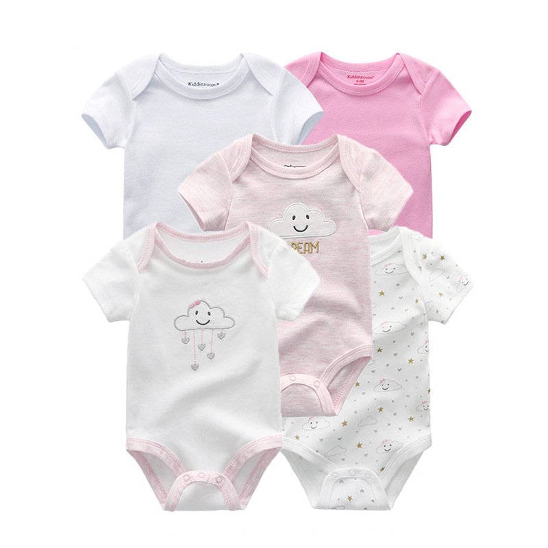 5pcs New Born Baby Gift Set Fashion Design Stripe Clothes 0-12 Months Boy Clothing Summer Cotton Bodysuits Vest Jumpsuits 5 Pack