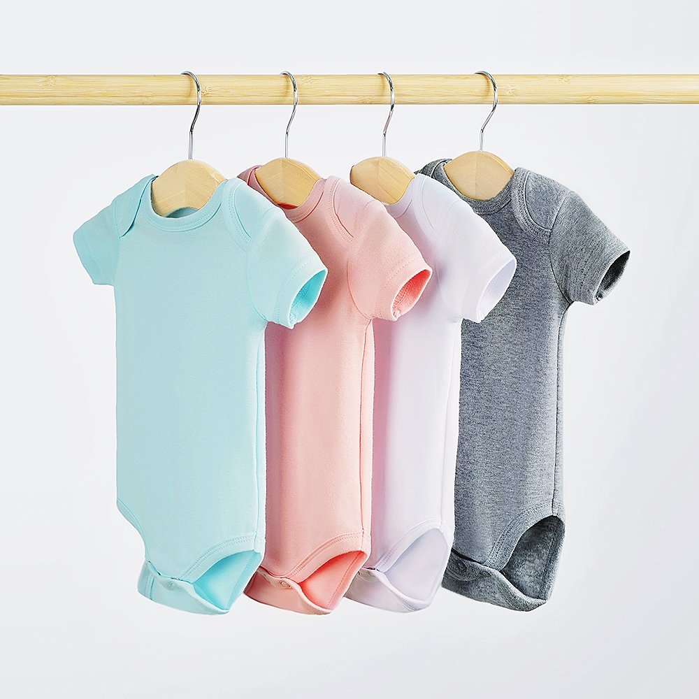 100% Organic Cotton Envelope collar Solid color Short sleeve newborn Baby Snap Bodysuits Baby knitted onesie