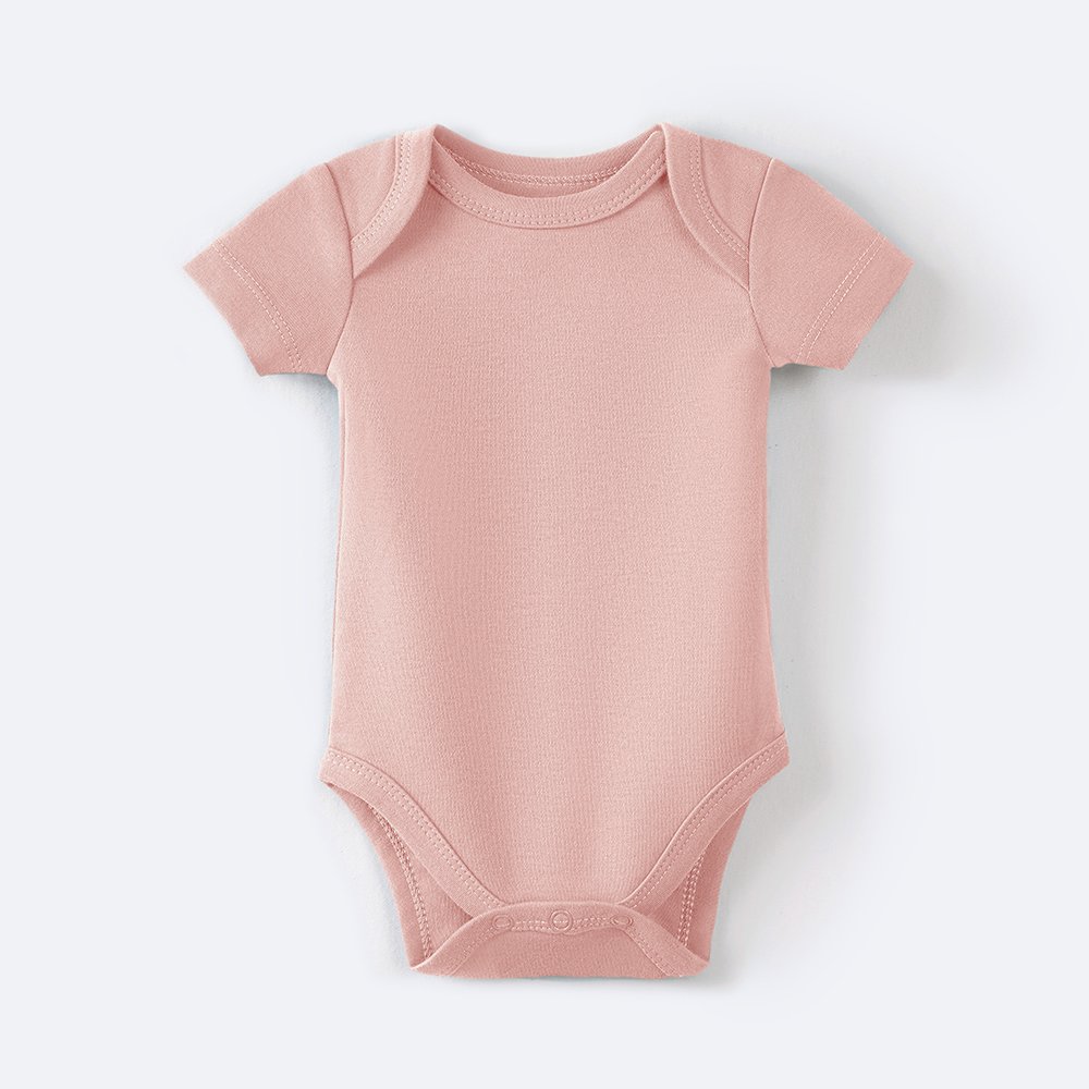100% Organic Cotton Envelope collar Solid color Short sleeve newborn Baby Snap Bodysuits Baby knitted onesie