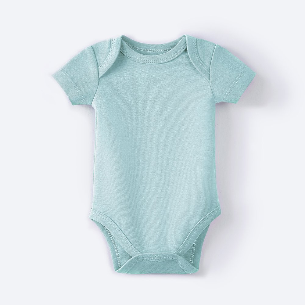 100% Organic Cotton Envelope collar Solid color Short sleeve newborn Baby Snap Bodysuits Baby knitted onesie