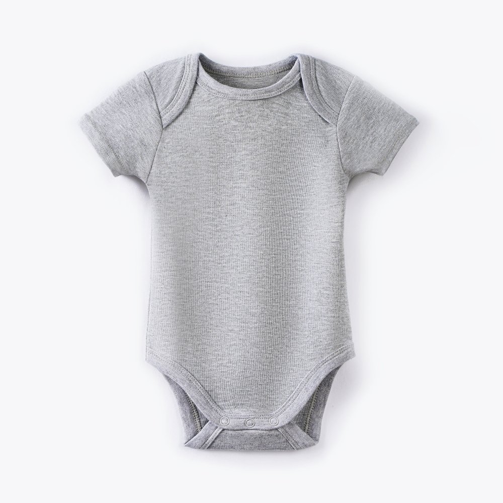 100% Organic Cotton Envelope collar Solid color Short sleeve newborn Baby Snap Bodysuits Baby knitted onesie