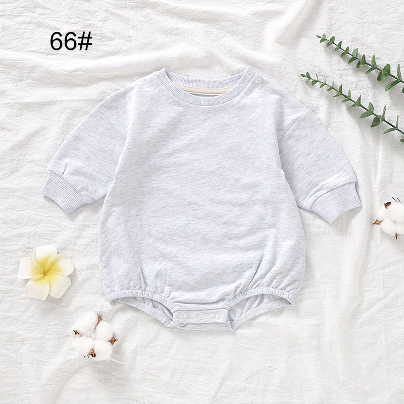 Spring custom solid color newborn baby bodysuits long sleeve 100% organic cotton baby romper