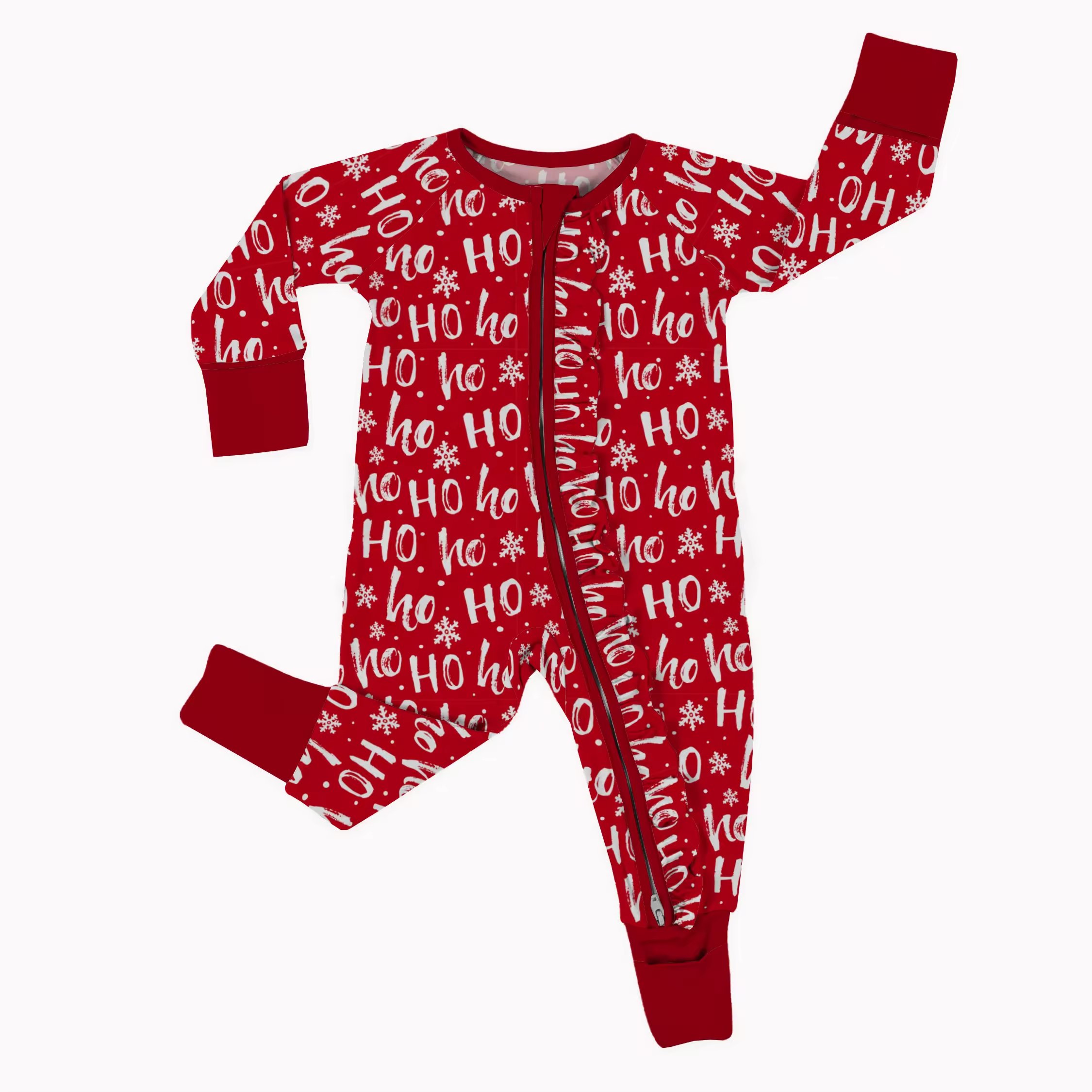 OEM Custom Print Ruffle Zipper Bamboo Baby Romper Kids Bamboo Clothing Fabric Baby Pajamas Rompers Baby Wholesale