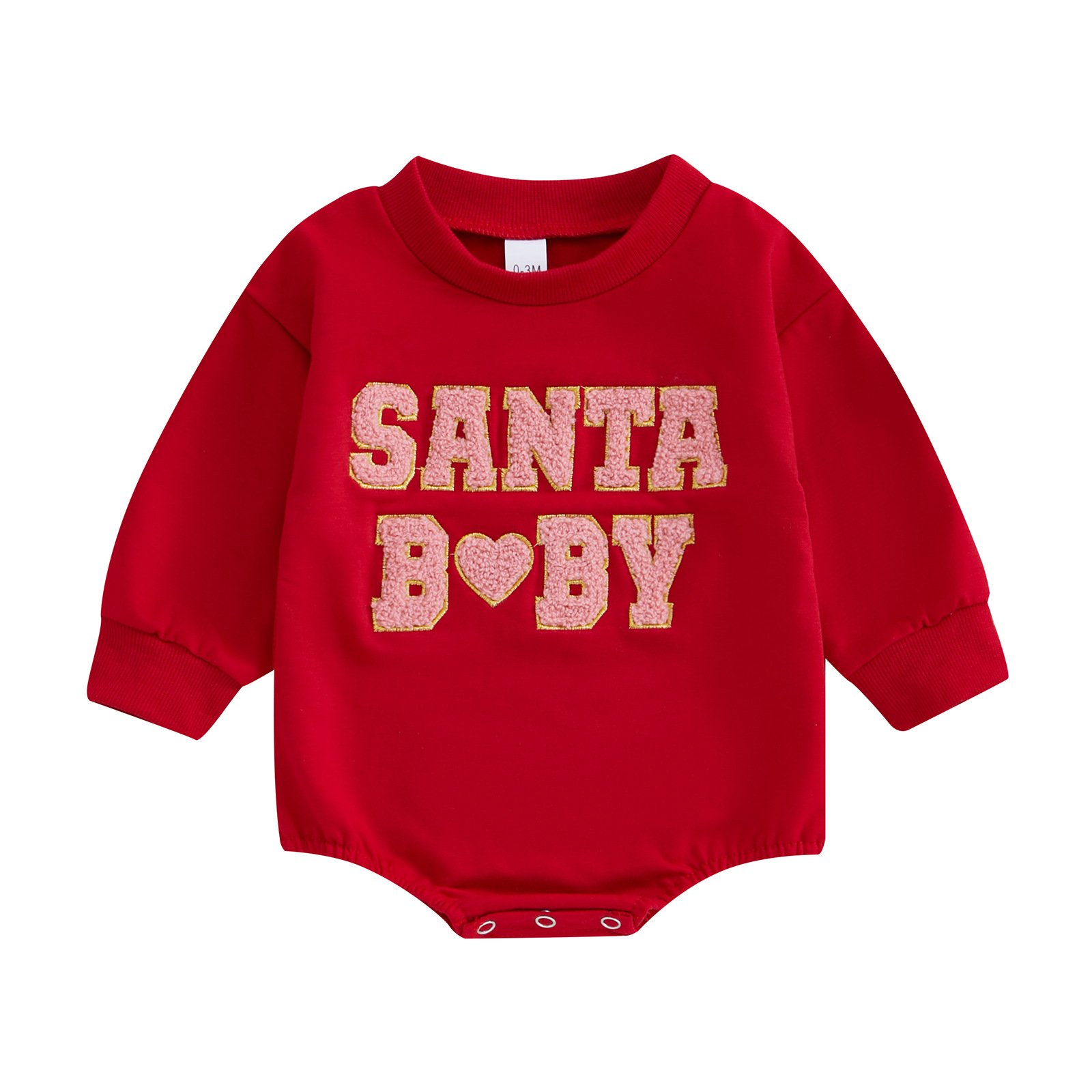 2025 Unisex Christmas Toddler Baby Clothes Sweatshirt Romper Santa Baby Chenille Letter Christmas Baby Sweater Bubble Romper