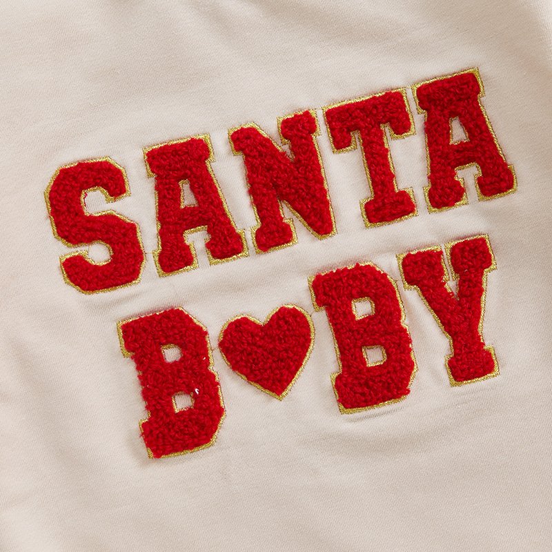 2025 Unisex Christmas Toddler Baby Clothes Sweatshirt Romper Santa Baby Chenille Letter Christmas Baby Sweater Bubble Romper