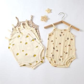 Wholesale Summer Sleeveless Baby Clothes Organic Bamboo Pajamas 100% Cotton Soft Newborn Solid Custom Printing Baby Rompers