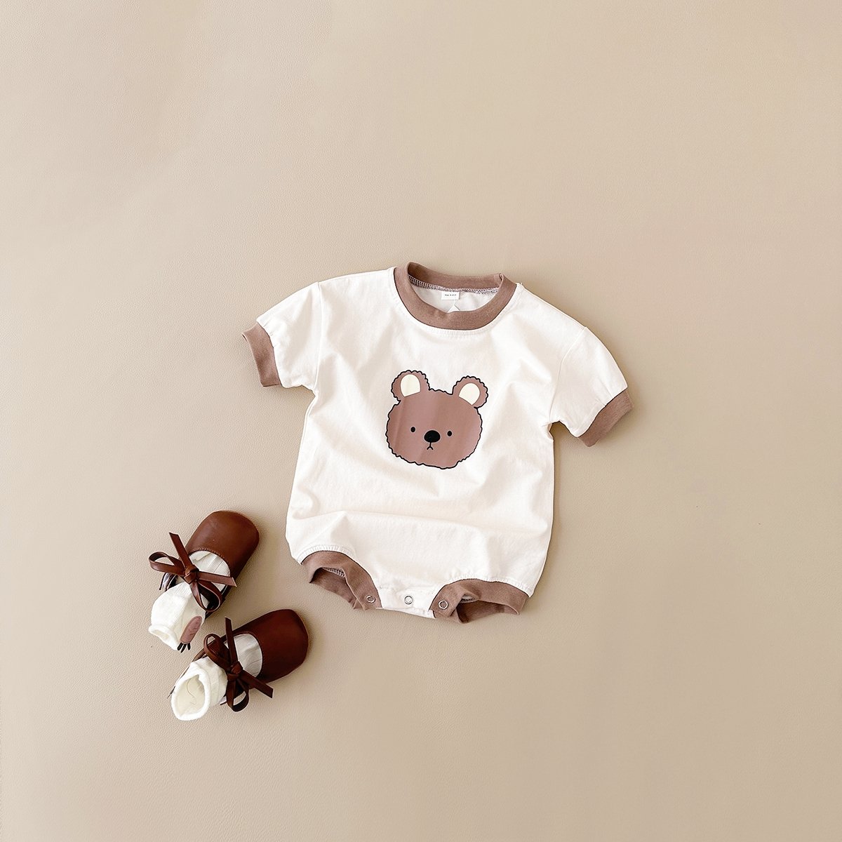 Summer Baby Boys Girls Cartoon Bodysuits Little Bear Print Romper Short Sleeve Jumpsuit