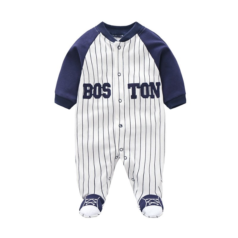 New Design Soft Baby Boys Rompers Baby Jumpsuit 100% Cotton Baby Sleep suit footbinding Baseball Stripe Print Multiple Colors