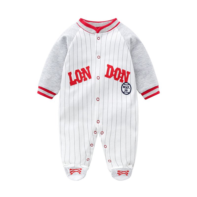 New Design Soft Baby Boys Rompers Baby Jumpsuit 100% Cotton Baby Sleep suit footbinding Baseball Stripe Print Multiple Colors