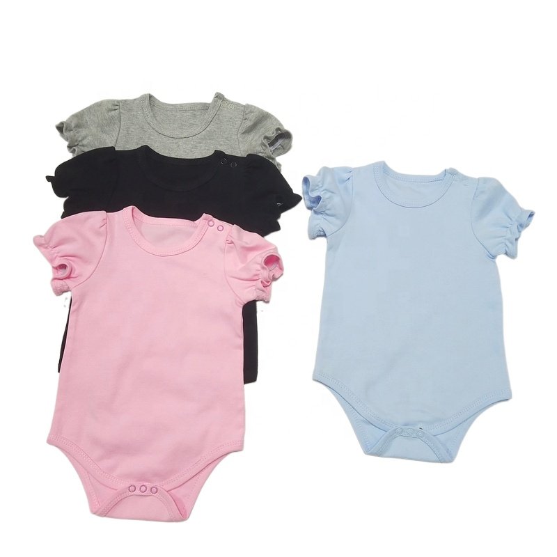 Customized babies clothes short sleeve baby bubble rompers bamboo onesie girls jumpsuits toddler girls clothing baby rompers