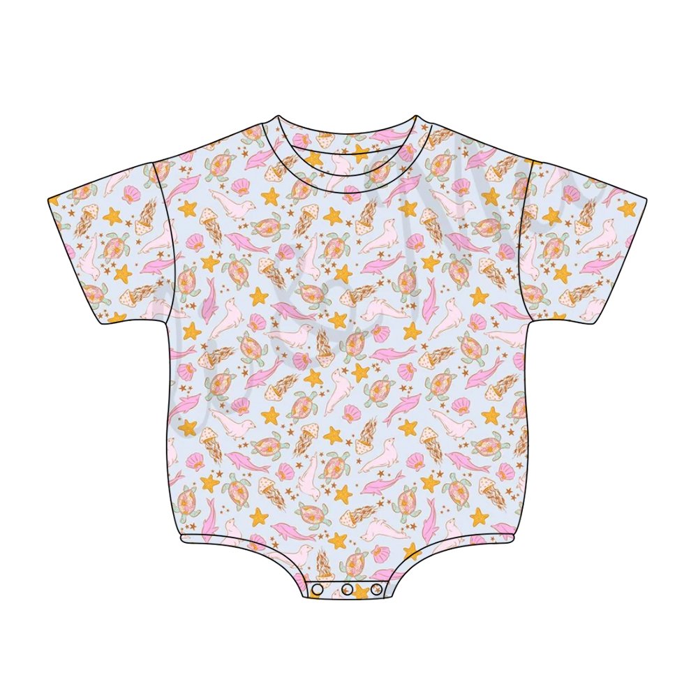 Hot sell jersey cotton underwater adventures short sleeve cute baby rompers for summer