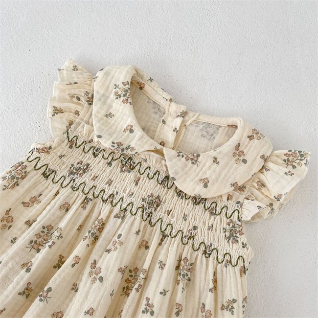 1Pcs Private Label RTS Summer Newborn Infant Toddler Clothes Flutter Sleeves Cotton Floral Bodysuit Girls Baby Romper