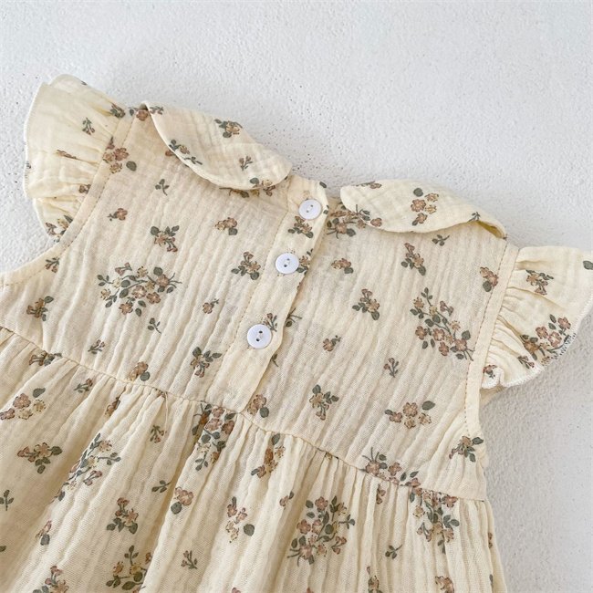 1Pcs Private Label RTS Summer Newborn Infant Toddler Clothes Flutter Sleeves Cotton Floral Bodysuit Girls Baby Romper