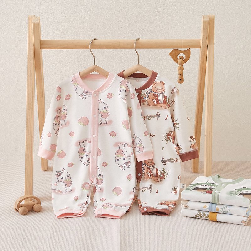 Newborn clothes autumn and winter new boneless cotton long-sleeved one-piece baby romper pajamas baby long-sleeved romper