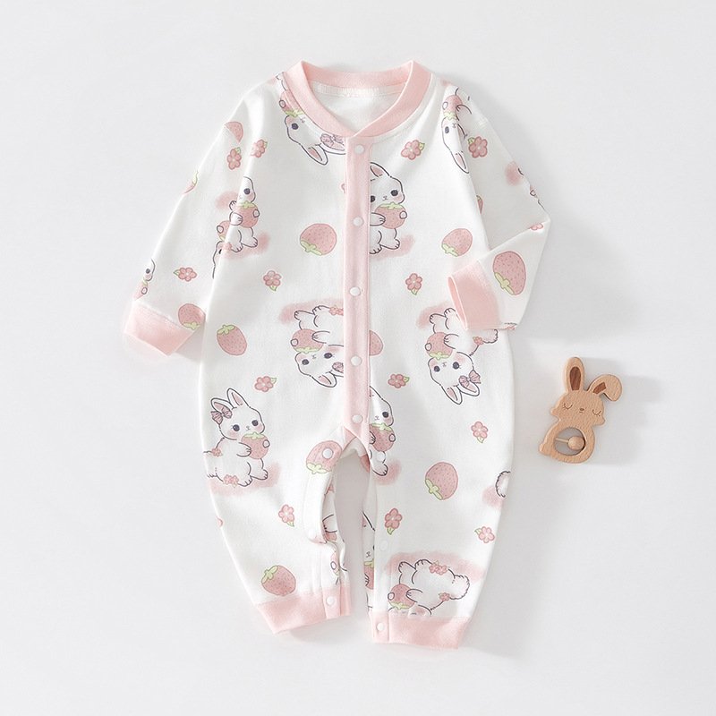 Newborn clothes autumn and winter new boneless cotton long-sleeved one-piece baby romper pajamas baby long-sleeved romper