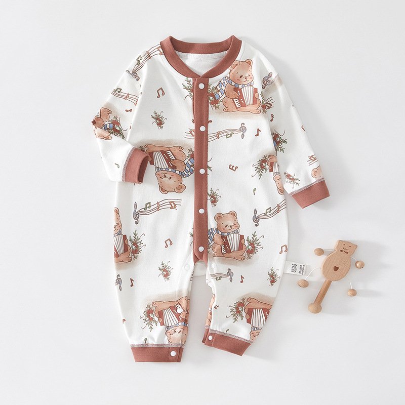Newborn clothes autumn and winter new boneless cotton long-sleeved one-piece baby romper pajamas baby long-sleeved romper