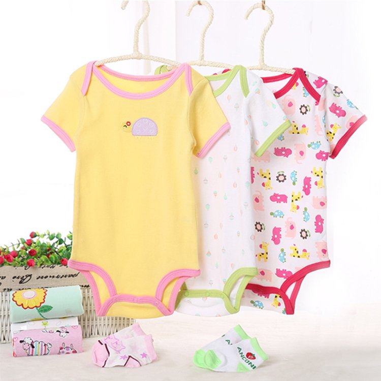 Wholesale Summer Short Sleeve Baby Rompers Cotton Newborn Clothes Roupas De Bebe Boys Girls Baby Clothing Sets