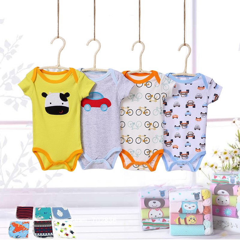 Wholesale Summer Short Sleeve Baby Rompers Cotton Newborn Clothes Roupas De Bebe Boys Girls Baby Clothing Sets