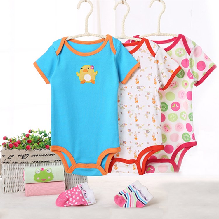 Wholesale Summer Short Sleeve Baby Rompers Cotton Newborn Clothes Roupas De Bebe Boys Girls Baby Clothing Sets