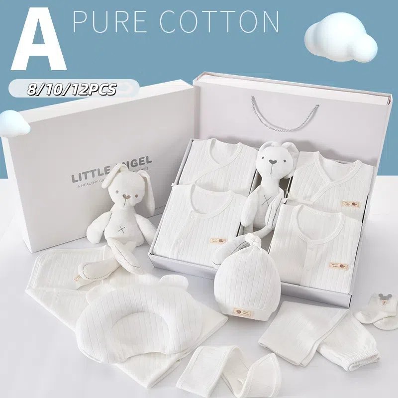Wholesale 8/10/12 pcs 0-6 months Baby sleepwear Gift Package Newborn Clothes Baby Gift 100% Cotton baby clothes box gift set