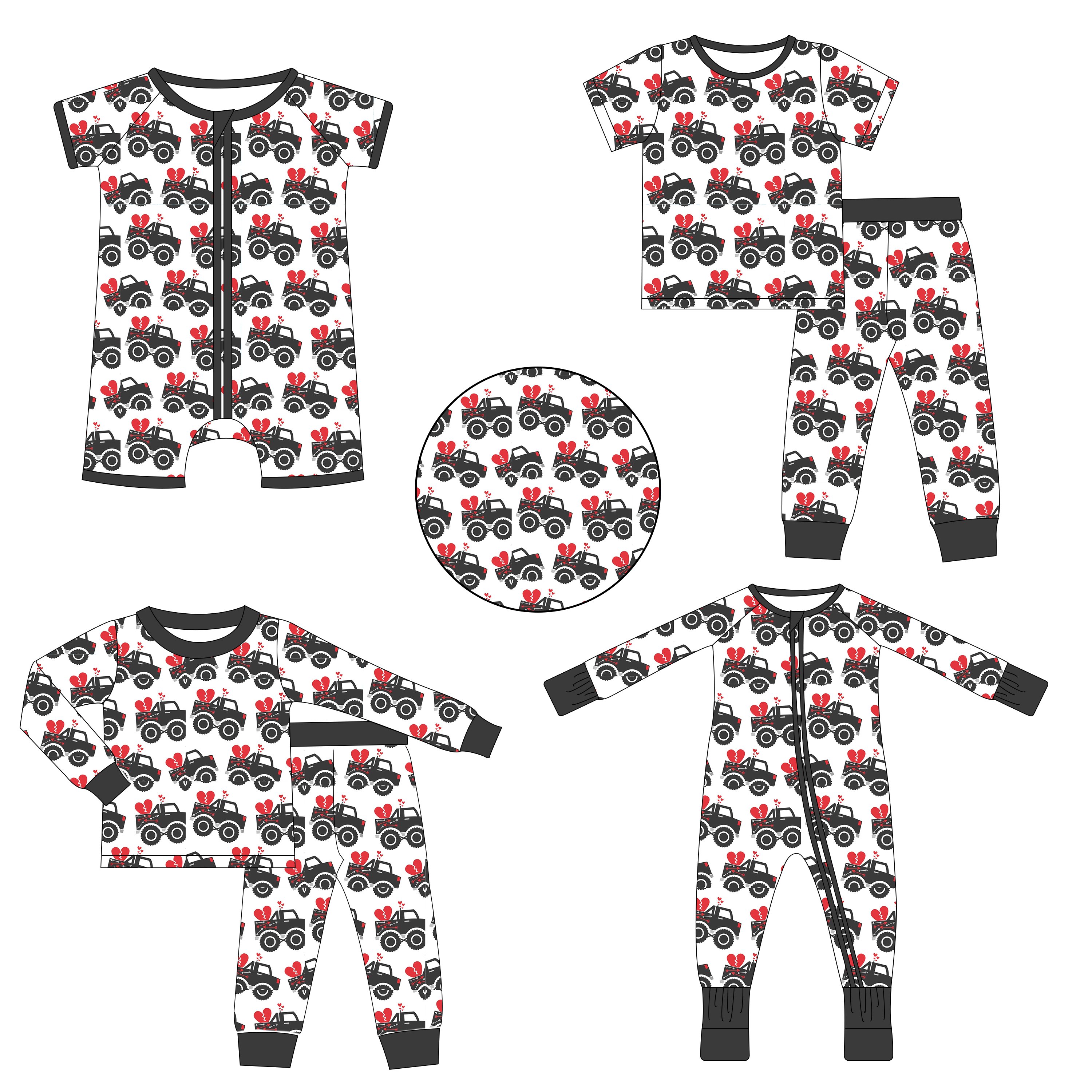 Lovely Pink Heart Printing 95%Bamboo +5%Spandex Toddler Romper Fashionable Pajama Winter Summer Valentine's Day baby rompers