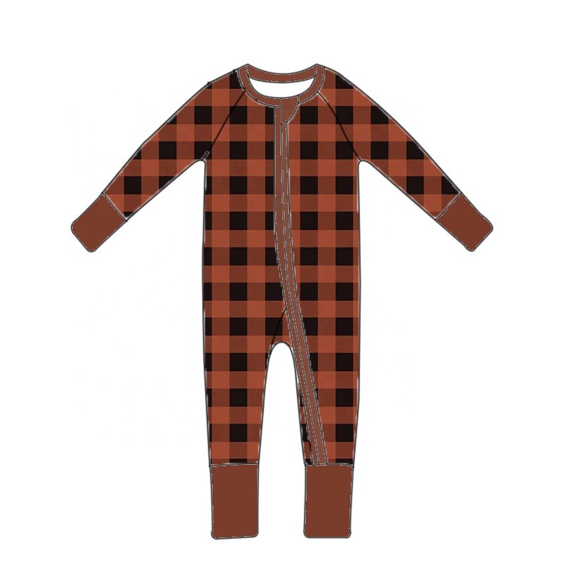 New Christmas baby clothing children bamboo fiber YKK zipper four legged pajamas for boys and girls cane sugar printed romper